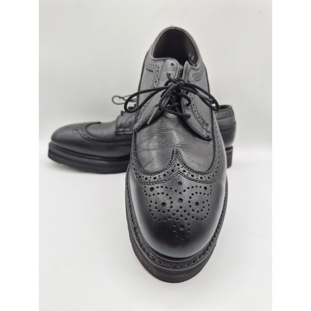 Vtg Mens Imperial Wing Tip Re-soled Vibram Hard Toe Dress Shoes 11C USA Black